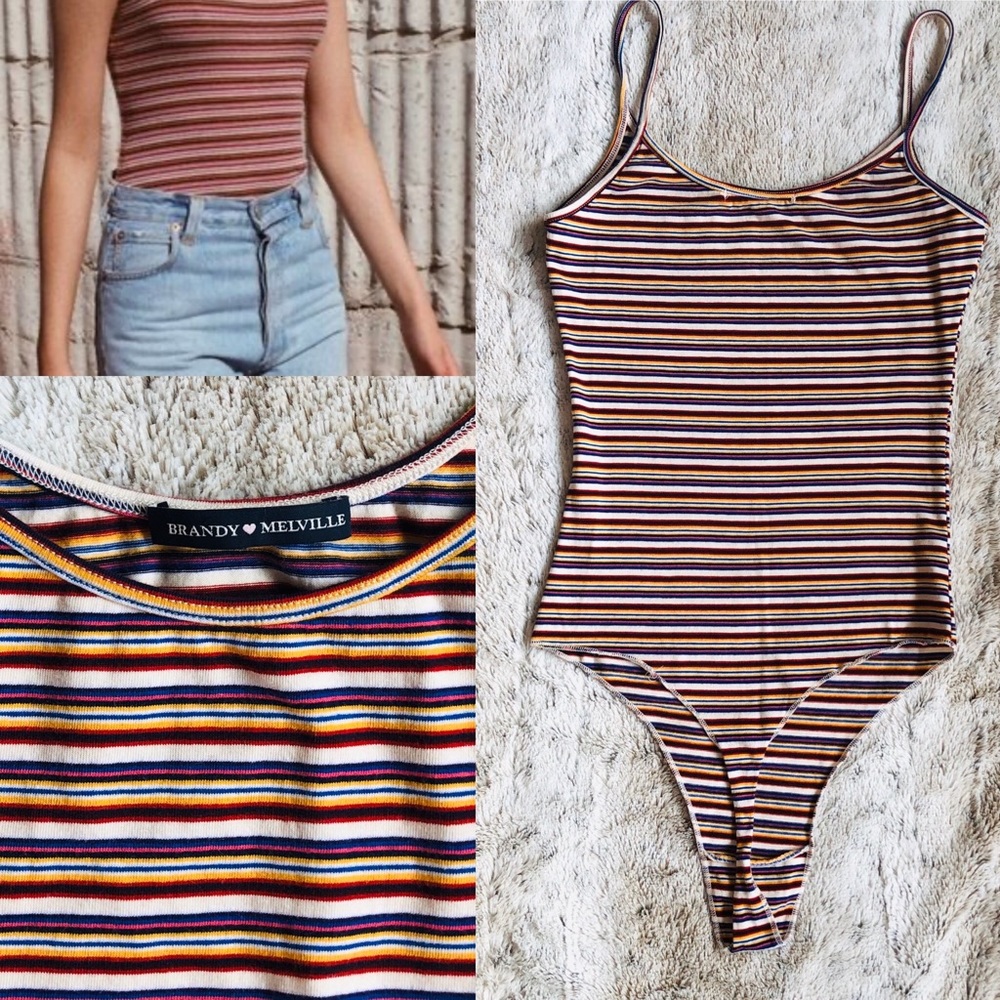 Brandy Melville Lola Bodysuit Rainbow Striped
